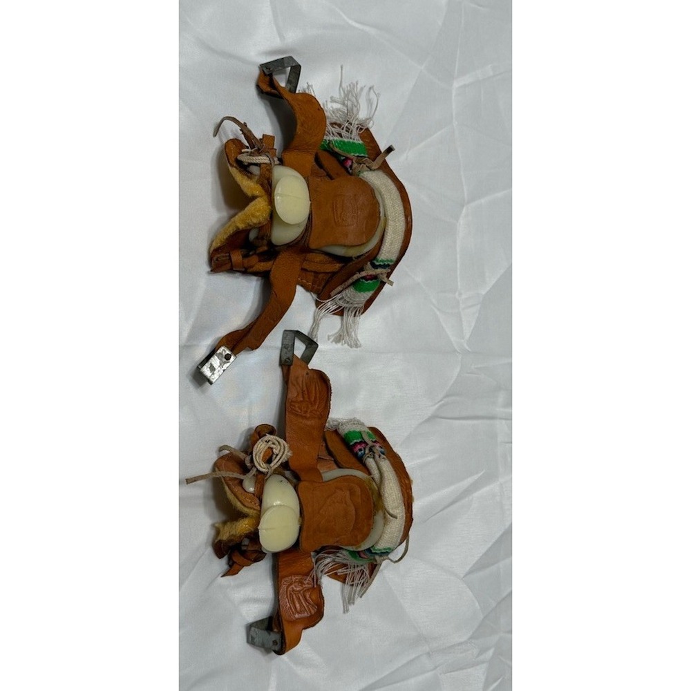 Lot Of 2 TOY, HANDMADE, VINTAGE, SAMPLE, DETAILED SADDLE 5X3X3 INCHES